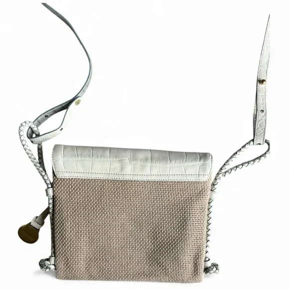 Brahmin natural woven white croc leather Crossbody Bag